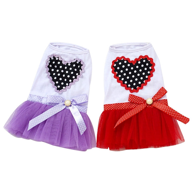 Cute Heart Pattern Pet Bubble Skirt, Size: XL, Back Length: 35cm, Chest: 47cm(Purple)