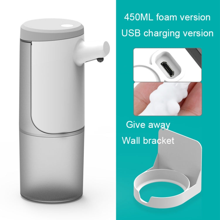 Smart Induction USB Rechargeable Foam Hand Washer Automatic Foam Soap Dispenser, Capacity: 450ml, Foam Version(Grey)