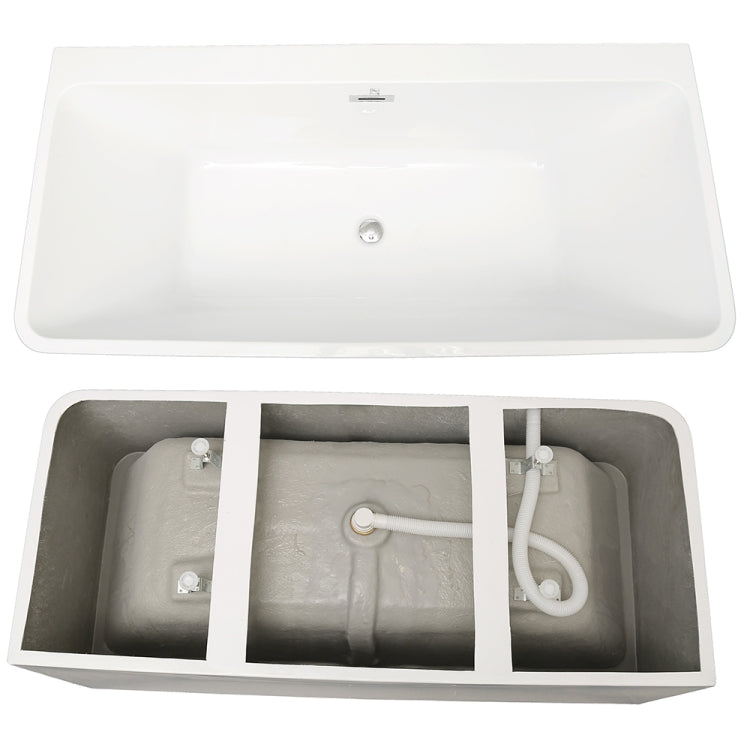 [US Warehouse] Acrylic Alcove Freestanding Soaking Bathtub, Size: 59.10 x 28.76 x 22.06 inch