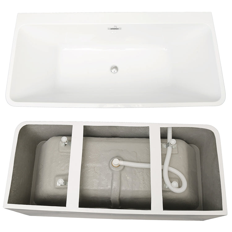 [US Warehouse] Acrylic Alcove Freestanding Soaking Bathtub, Size: 62.99 x 28.76 x 22.06 inch