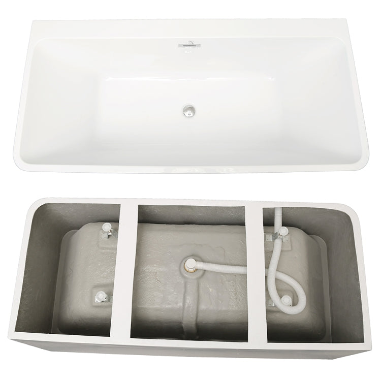 [US Warehouse] Acrylic Alcove Freestanding Soaking Bathtub, Size: 66.93 x 28.76 x 22.06 inch