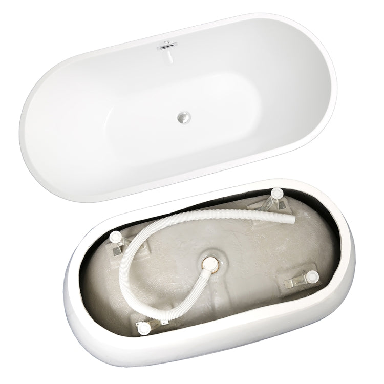 [US Warehouse] Acrylic Alcove Oval Freestanding Soaking Bathtub, Size: 59 x 29 x 23 inch
