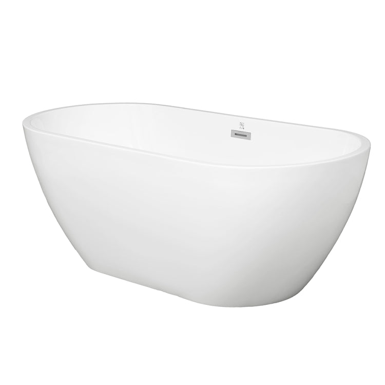 [US Warehouse] Acrylic Alcove Oval Freestanding Soaking Bathtub, Size: 63 x 29 x 23 inch