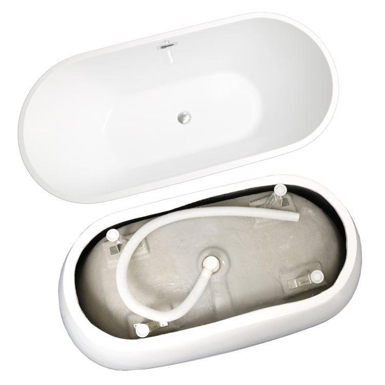 [US Warehouse] Acrylic Alcove Oval Freestanding Soaking Bathtub, Size: 66.98 x 29.55 x 22.85 inch