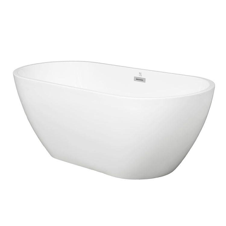 [US Warehouse] Acrylic Alcove Oval Freestanding Soaking Bathtub, Size: 55 x 28 x 23 inch