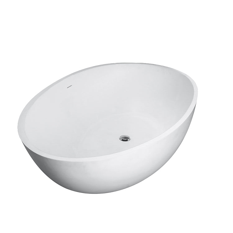 [US Warehouse] Solid Surface Oval Freestanding Soaking Bathtub, Size: 59 x 29.12 x 20.12 inch