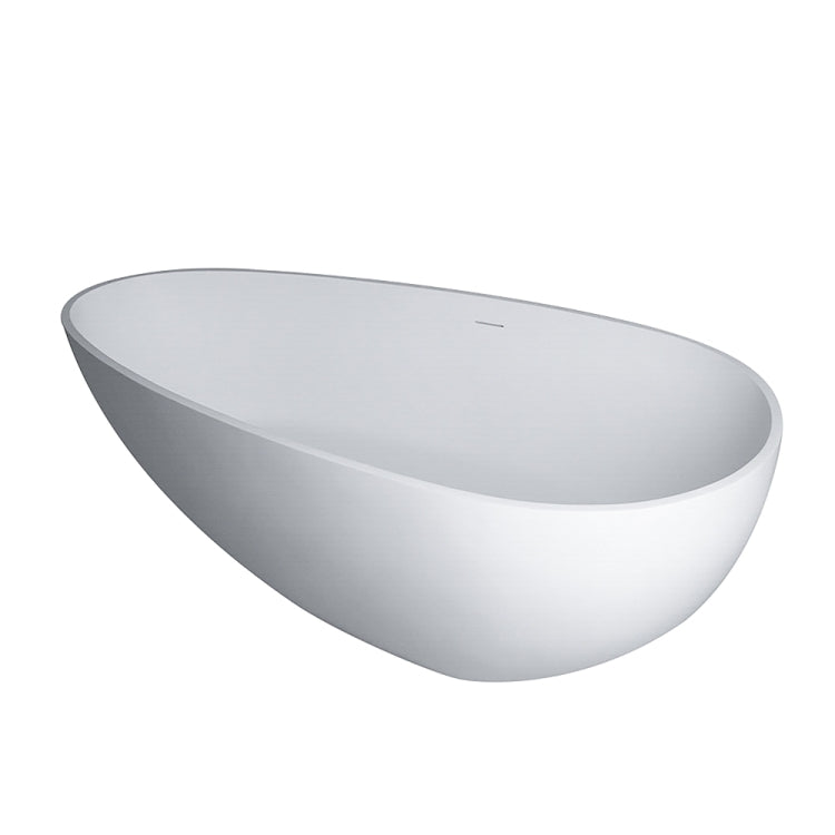 [US Warehouse] Solid Surface Oval Freestanding Soaking Bathtub, Size: 59 x 33.12 x 21.58 inch