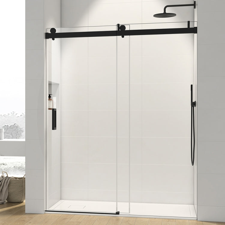 [US Warehouse] Single Sided Sliding Frameless Glass Bathroom Door with Handle, Size: 76 x 60 inch