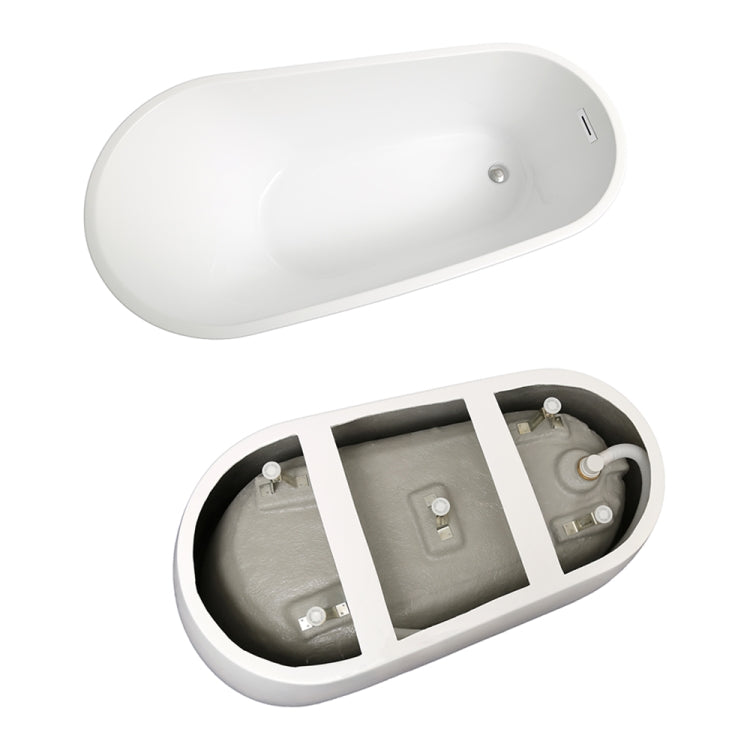 [US Warehouse] Acrylic Alcove Boat Shape Freestanding Soaking Bathtub, Size: 55 x 28 x 28 inch