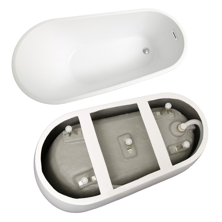 [US Warehouse] Acrylic Alcove Boat Shape Freestanding Soaking Bathtub, Size: 59 x 29 x 28 inch