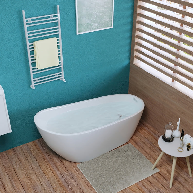 [US Warehouse] Acrylic Alcove Boat Shape Freestanding Soaking Bathtub, Size: 63 x 29 x 28 inch