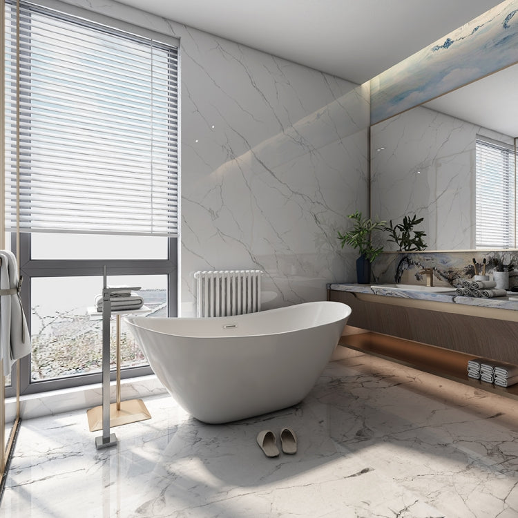 [US Warehouse] Acrylic Alcove Boat Shape Freestanding Soaking Bathtub, Size: 63 x 29 x 28 inch