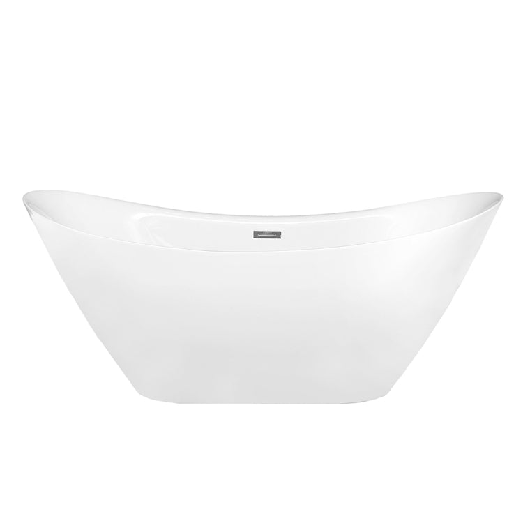 [US Warehouse] Acrylic Alcove Ingot Shape Freestanding Soaking Bathtub, Size: 67 x 30 x 28 inch