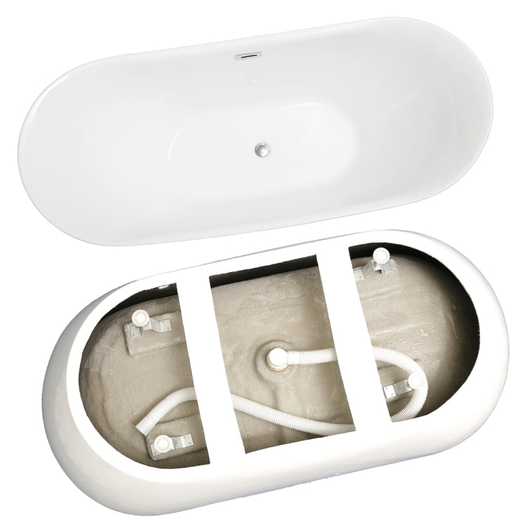 [US Warehouse] Acrylic Alcove Ingot Shape Freestanding Soaking Bathtub, Size: 67 x 30 x 28 inch