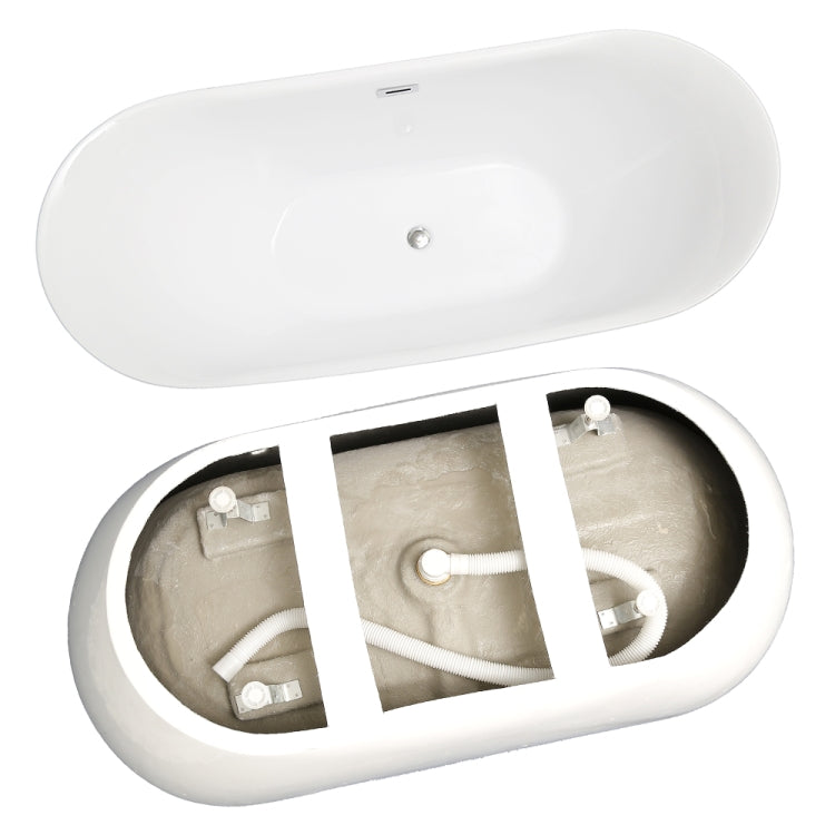 [US Warehouse] Acrylic Alcove Ingot Shape Freestanding Soaking Bathtub, Size: 71 x 30 x 28 inch