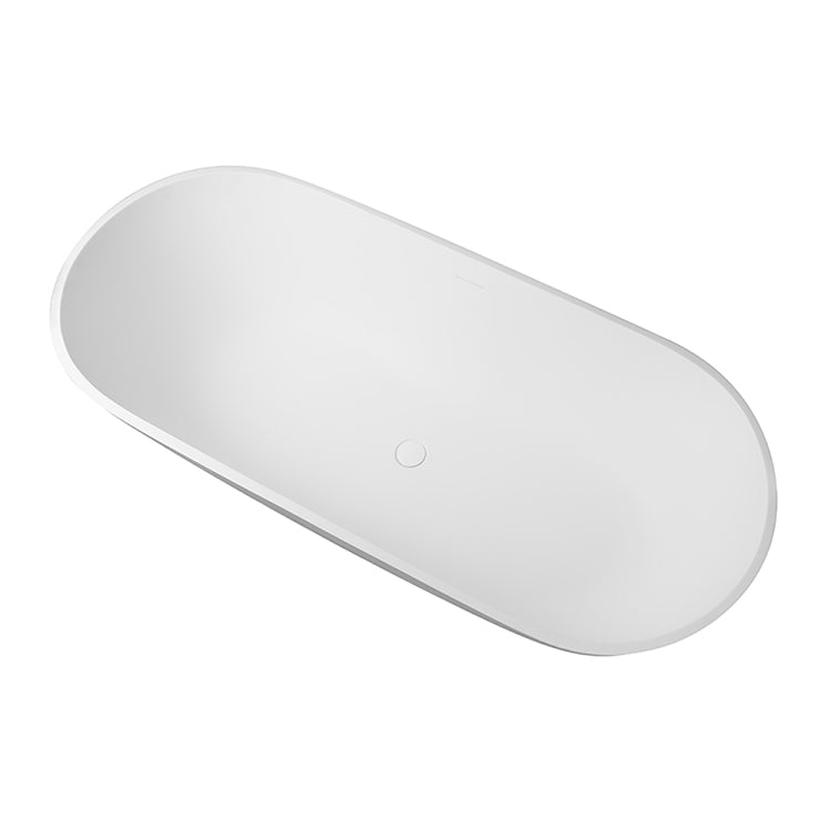 [US Warehouse] Solid Surface Oval Freestanding Soaking Bathtub, Size: 59 x 29.12 x 21.58 inch