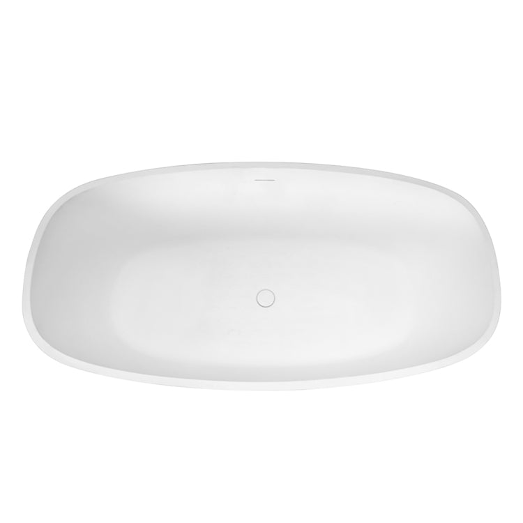 [US Warehouse] Solid Surface Oval Freestanding Soaking Bathtub, Size: 65 x 29.34 x 21 inch