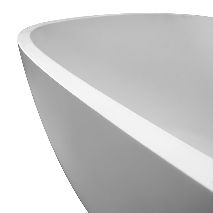 [US Warehouse] Solid Surface Oval Freestanding Soaking Bathtub, Size: 65 x 29.34 x 21 inch