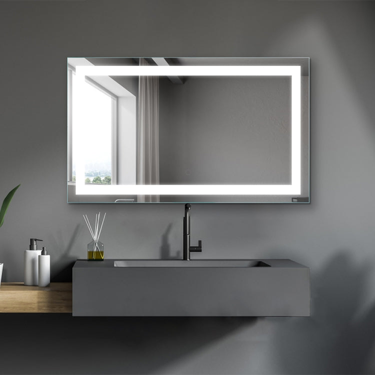 [US Warehouse] Wall-mounted Square Plane Mirror Bathroom Vanity Mirror with Anti-Fog Separately Control & Brightness Adjustment LED Light, Size: 40 x 24 x 1.2 inch