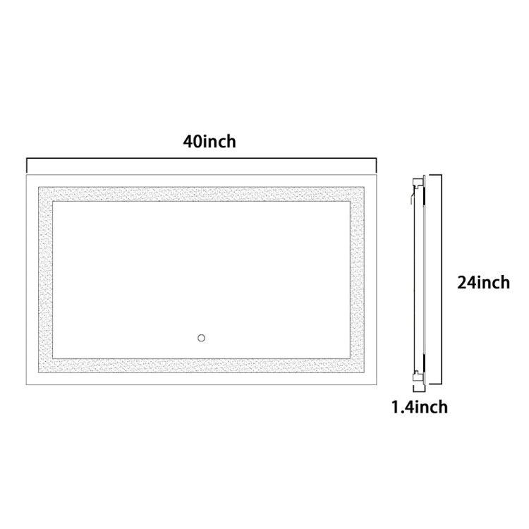 [US Warehouse] Wall-mounted Square Plane Mirror Bathroom Vanity Mirror with Anti-Fog Separately Control & Brightness Adjustment LED Light, Size: 40 x 24 x 1.2 inch