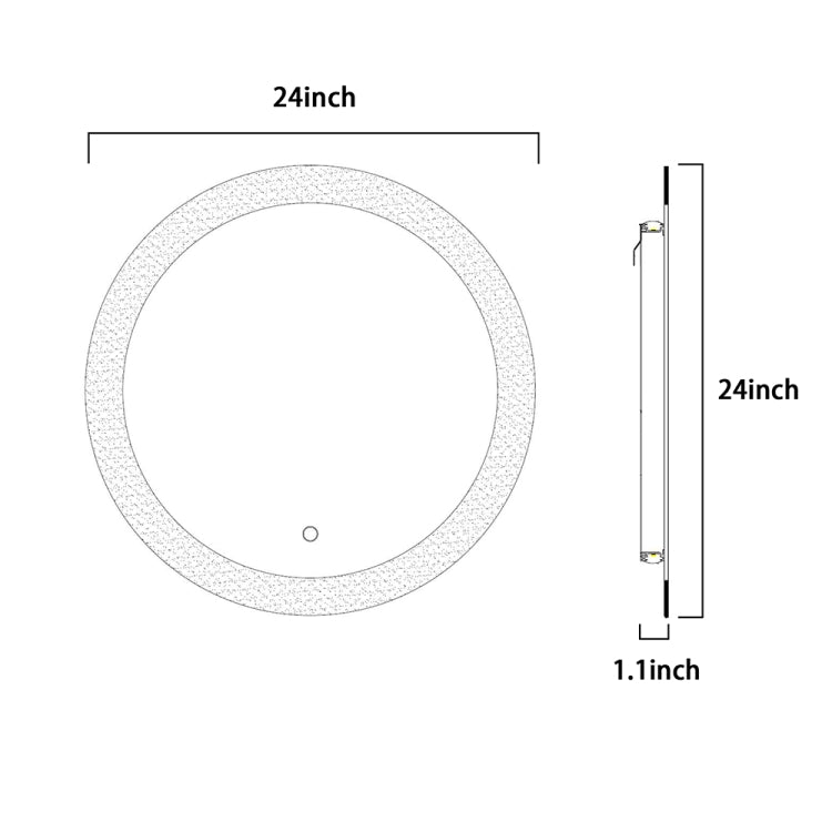 [US Warehouse] Wall-mounted Round Plane Mirror Bathroom Vanity Mirror with Anti-Fog Separately Control & Brightness Adjustment LED Light, Size: 24 x 24 x 1.1 inch