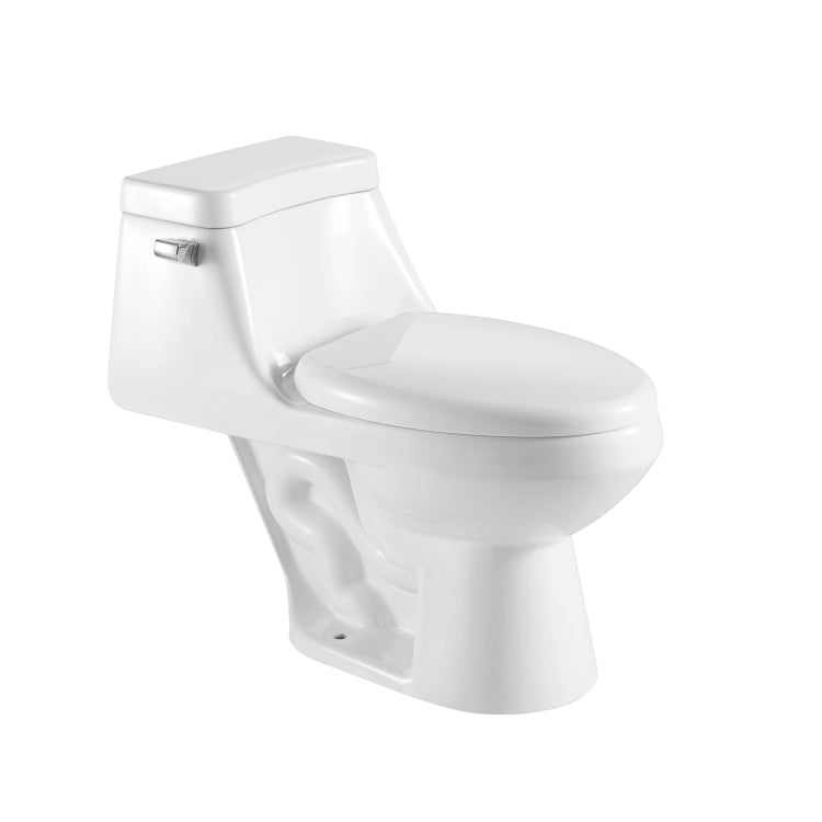 [US Warehouse] Space Saver Single-flush Elongated One-Piece Toilet Commode with Soft Closing Seat, Size: 65 x 76 x 40cm