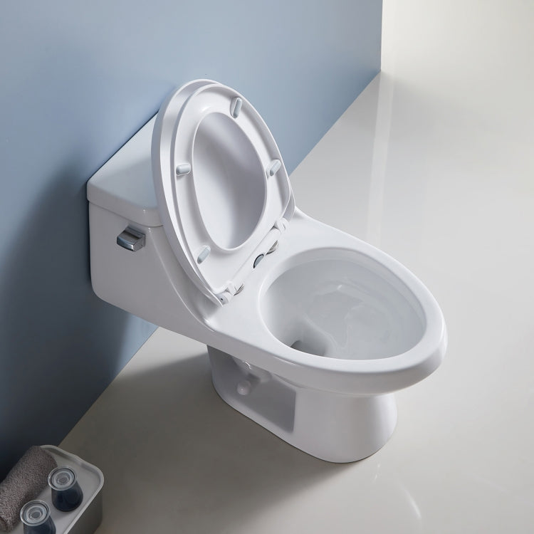 [US Warehouse] Space Saver Single-flush Elongated One-Piece Toilet Commode with Soft Closing Seat, Size: 65 x 76 x 40cm