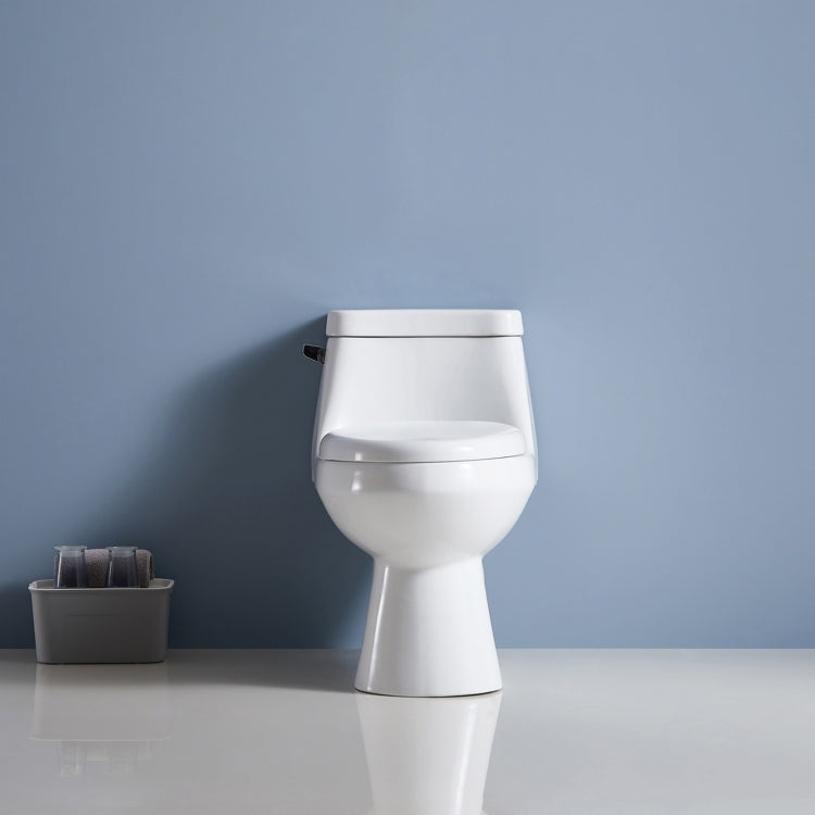 [US Warehouse] Space Saver Single-flush Elongated One-Piece Toilet Commode with Soft Closing Seat, Size: 65 x 76 x 40cm