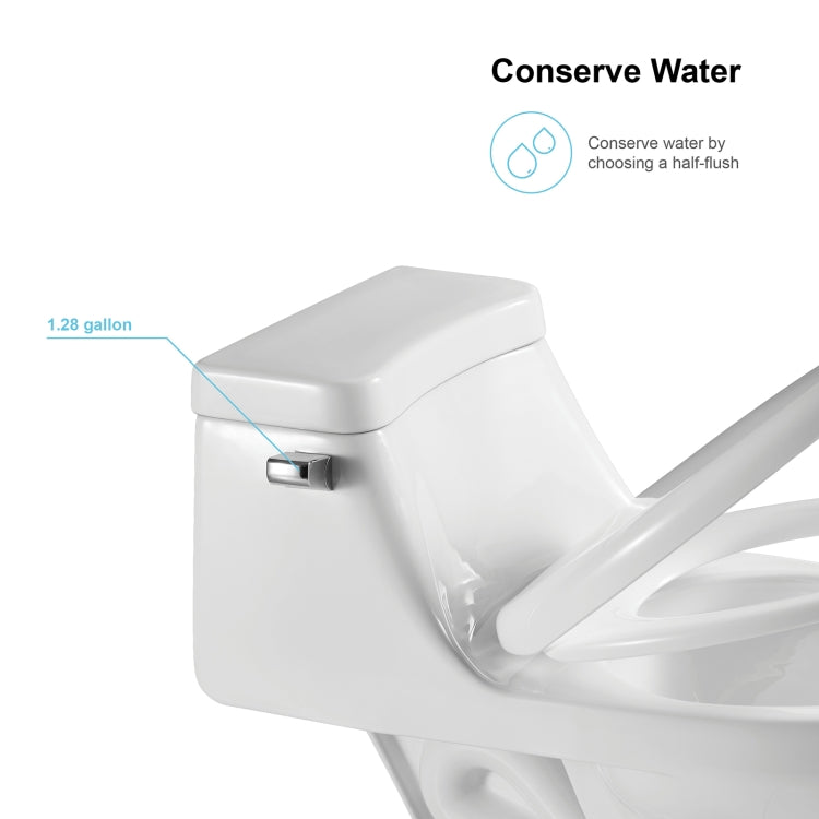 [US Warehouse] Space Saver Single-flush Elongated One-Piece Toilet Commode with Soft Closing Seat, Size: 65 x 76 x 40cm