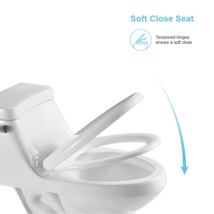 [US Warehouse] Space Saver Single-flush Elongated One-Piece Toilet Commode with Soft Closing Seat, Size: 65 x 76 x 40cm