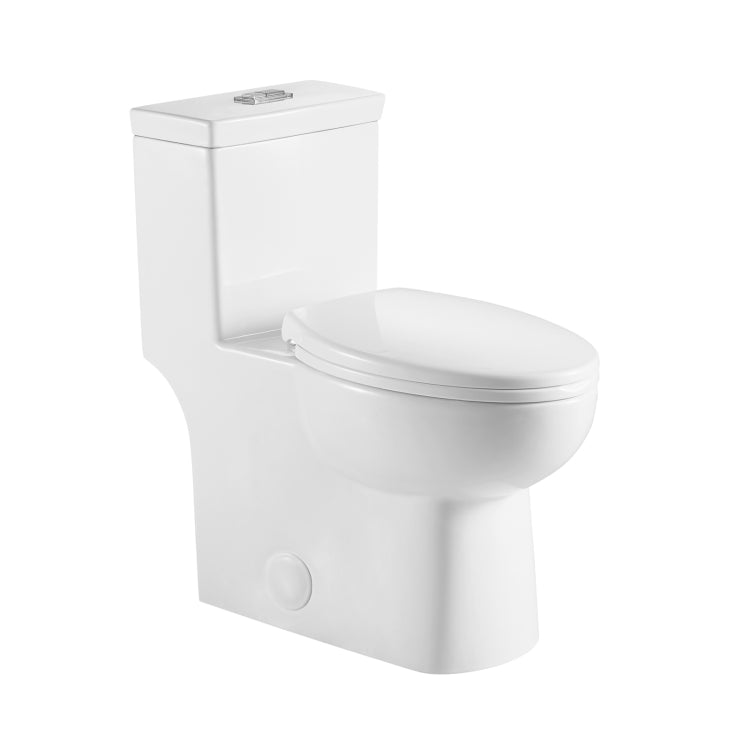 [US Warehouse] Space Saver Dual-Flush Elongated One-Piece Toilet with Soft Closing Seat, Size: 75.5 x 74 x 42cm