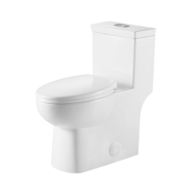 [US Warehouse] Space Saver Dual-Flush Elongated One-Piece Toilet with Soft Closing Seat, Size: 75.5 x 74 x 42cm