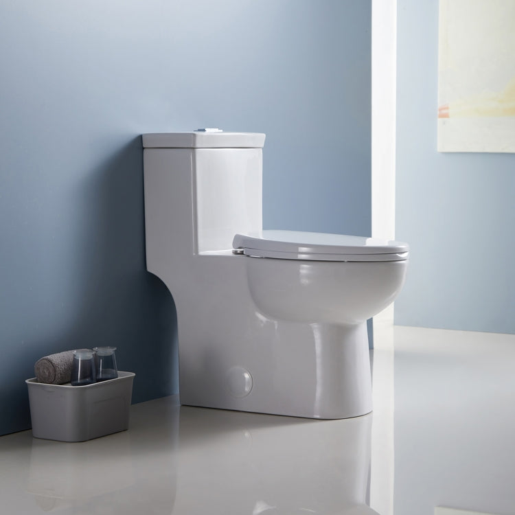 [US Warehouse] Space Saver Dual-Flush Elongated One-Piece Toilet with Soft Closing Seat, Size: 75.5 x 74 x 42cm