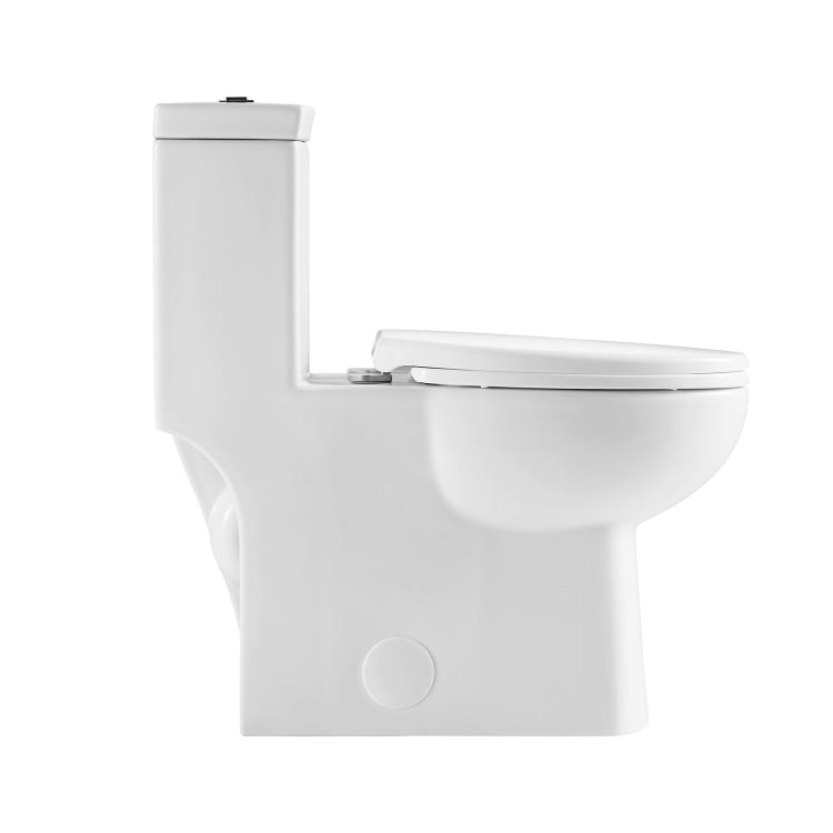 [US Warehouse] Space Saver Dual-Flush Elongated One-Piece Toilet with Soft Closing Seat, Size: 75.5 x 74 x 42cm