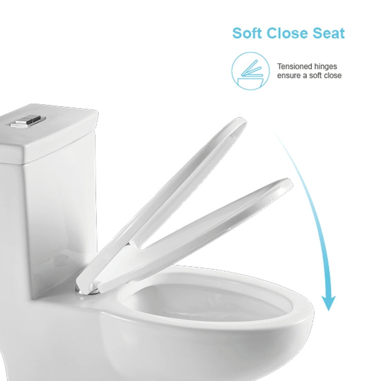 [US Warehouse] Space Saver Dual-Flush Elongated One-Piece Toilet with Soft Closing Seat, Size: 75.5 x 74 x 42cm