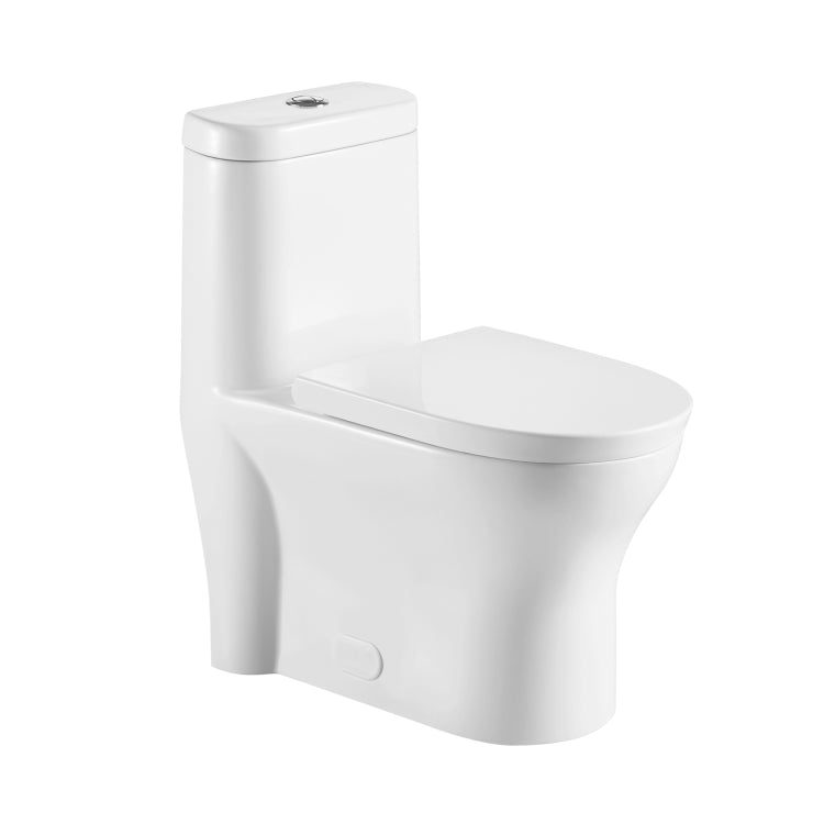 [US Warehouse] Space Saver High-Efficiency Water Sense Dual-Flush Elongated One-Piece Toilet  with Soft Closing Seat, Size: 77 x 71 x 40.5cm