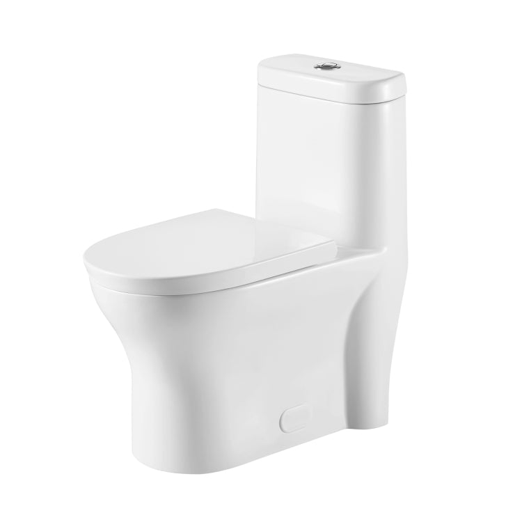 [US Warehouse] Space Saver High-Efficiency Water Sense Dual-Flush Elongated One-Piece Toilet  with Soft Closing Seat, Size: 77 x 71 x 40.5cm