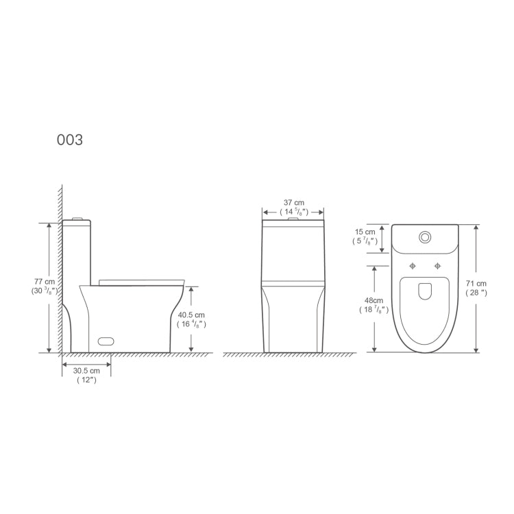 [US Warehouse] Space Saver High-Efficiency Water Sense Dual-Flush Elongated One-Piece Toilet  with Soft Closing Seat, Size: 77 x 71 x 40.5cm