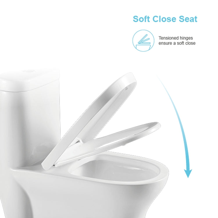 [US Warehouse] Space Saver High-Efficiency Water Sense Dual-Flush Elongated One-Piece Toilet  with Soft Closing Seat, Size: 77 x 71 x 40.5cm