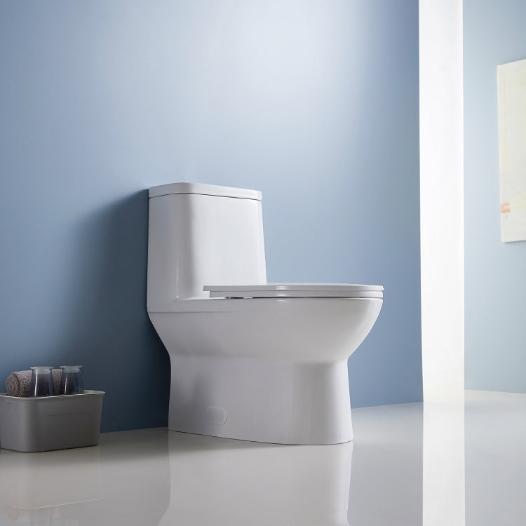 [US Warehouse] Space Saver Dual-Flush Elongated One-Piece Toilet with Soft Closing Seat, Size: 73.5 x 76 x 39.5cm