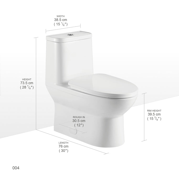 [US Warehouse] Space Saver Dual-Flush Elongated One-Piece Toilet with Soft Closing Seat, Size: 73.5 x 76 x 39.5cm