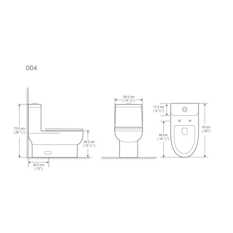 [US Warehouse] Space Saver Dual-Flush Elongated One-Piece Toilet with Soft Closing Seat, Size: 73.5 x 76 x 39.5cm