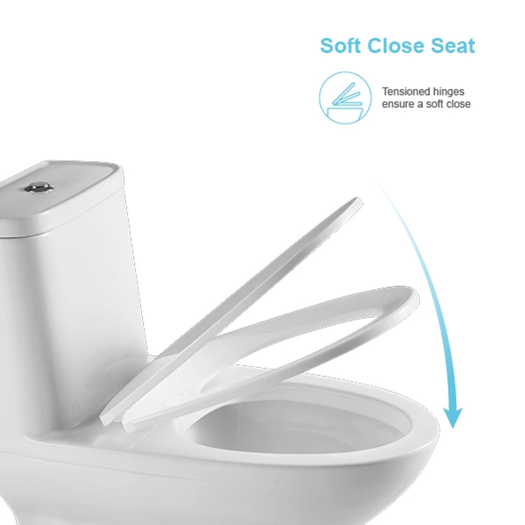 [US Warehouse] Space Saver Dual-Flush Elongated One-Piece Toilet with Soft Closing Seat, Size: 73.5 x 76 x 39.5cm