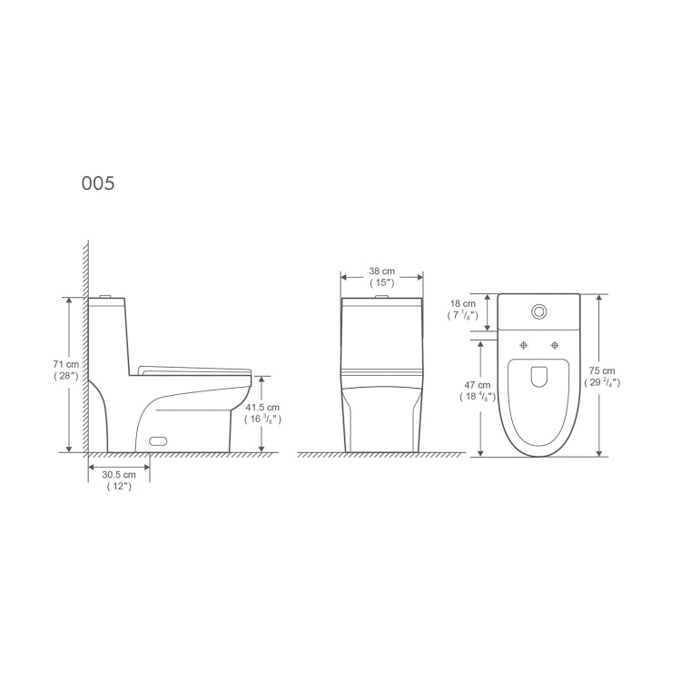 [US Warehouse] Space Saver Dual-Flush Elongated One-Piece Toilet with Soft Closing Seat, Size: 71 x 75 x 41.5cm