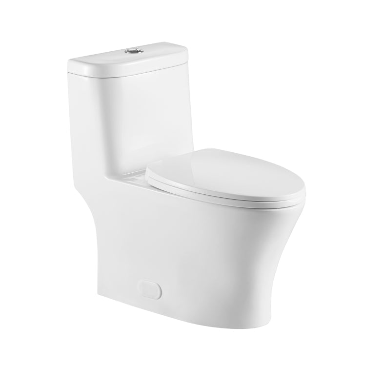 [US Warehouse] Space Saver Dual-Flush Elongated One-Piece Toilet with Soft Closing Seat, Size: 74 x 72.5 x 39.5cm