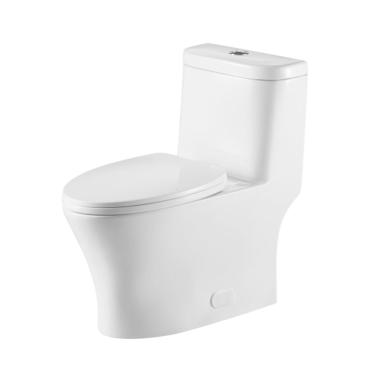 [US Warehouse] Space Saver Dual-Flush Elongated One-Piece Toilet with Soft Closing Seat, Size: 74 x 72.5 x 39.5cm