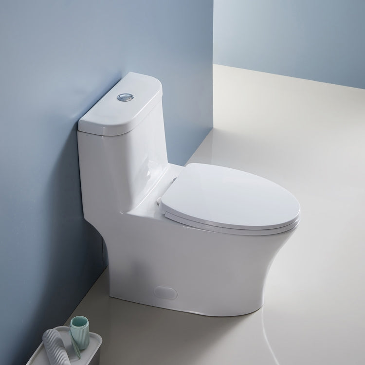 [US Warehouse] Space Saver Dual-Flush Elongated One-Piece Toilet with Soft Closing Seat, Size: 74 x 72.5 x 39.5cm