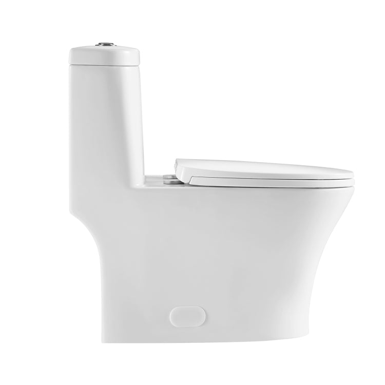 [US Warehouse] Space Saver Dual-Flush Elongated One-Piece Toilet with Soft Closing Seat, Size: 74 x 72.5 x 39.5cm