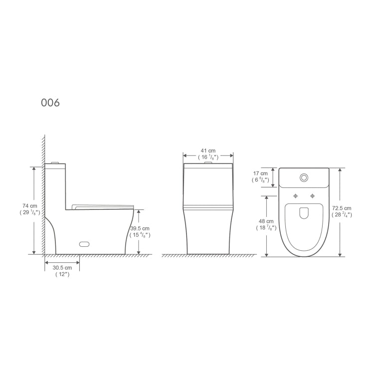 [US Warehouse] Space Saver Dual-Flush Elongated One-Piece Toilet with Soft Closing Seat, Size: 74 x 72.5 x 39.5cm