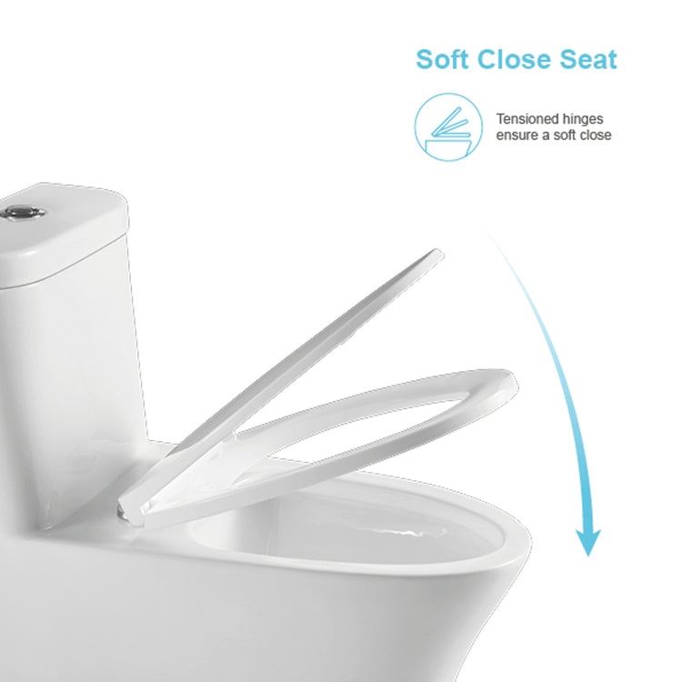 [US Warehouse] Space Saver Dual-Flush Elongated One-Piece Toilet with Soft Closing Seat, Size: 74 x 72.5 x 39.5cm